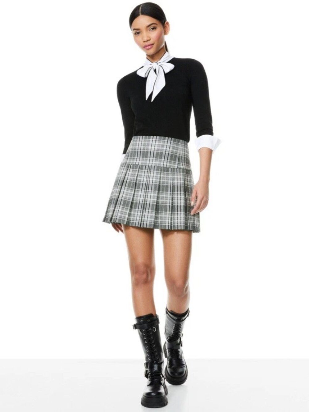 Alice + Olivia Zani Layered Bow Tie Neck Sweater XS